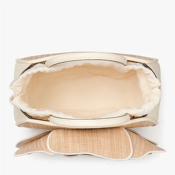 kate spade NWT! $449 MSRP Flora Rose Straw Crossbody Bag - Picture 5 of 17